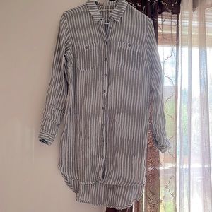 High-low striped shirt dress